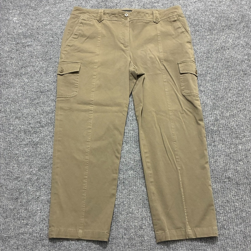 Talbots Signature Womens Cargo Pants Size 16 Cropped Stretch Outdoor High Rise